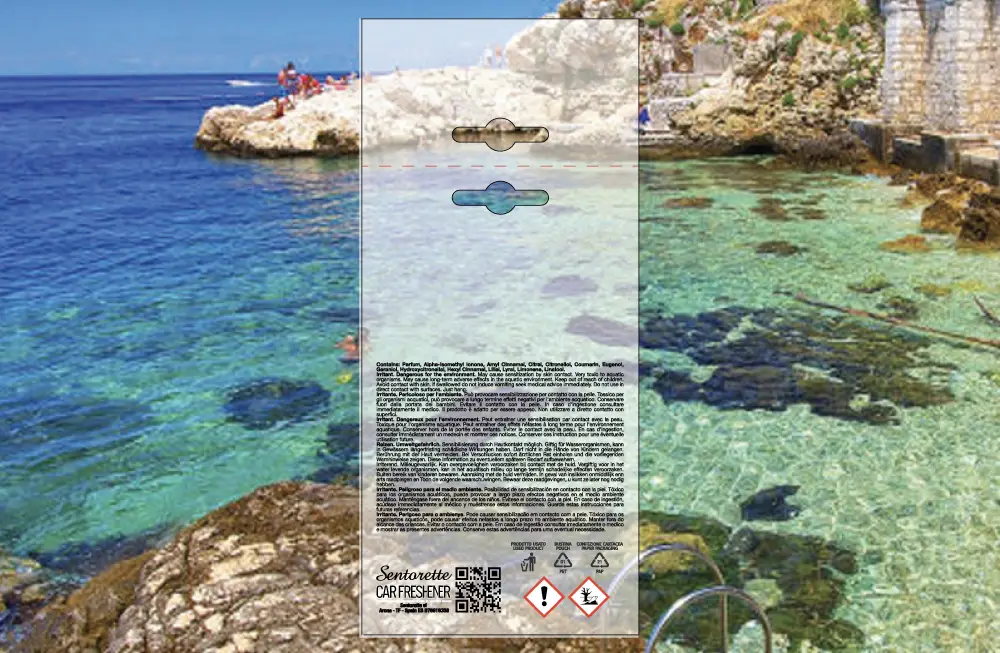 Vorlage für individuelles Verpackungsdesign Auto-Lufterfrischer, Duft:﻿Grünes Meer Wellness